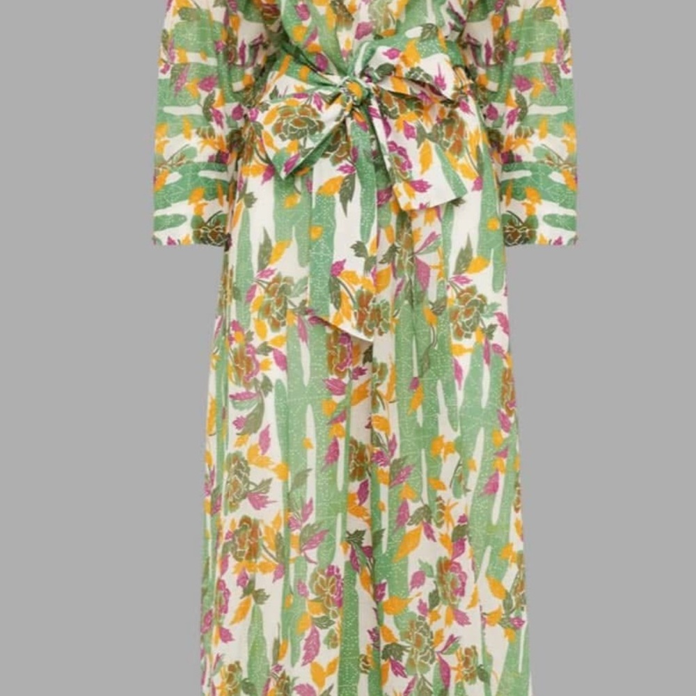 Floral Green Caftan Dress